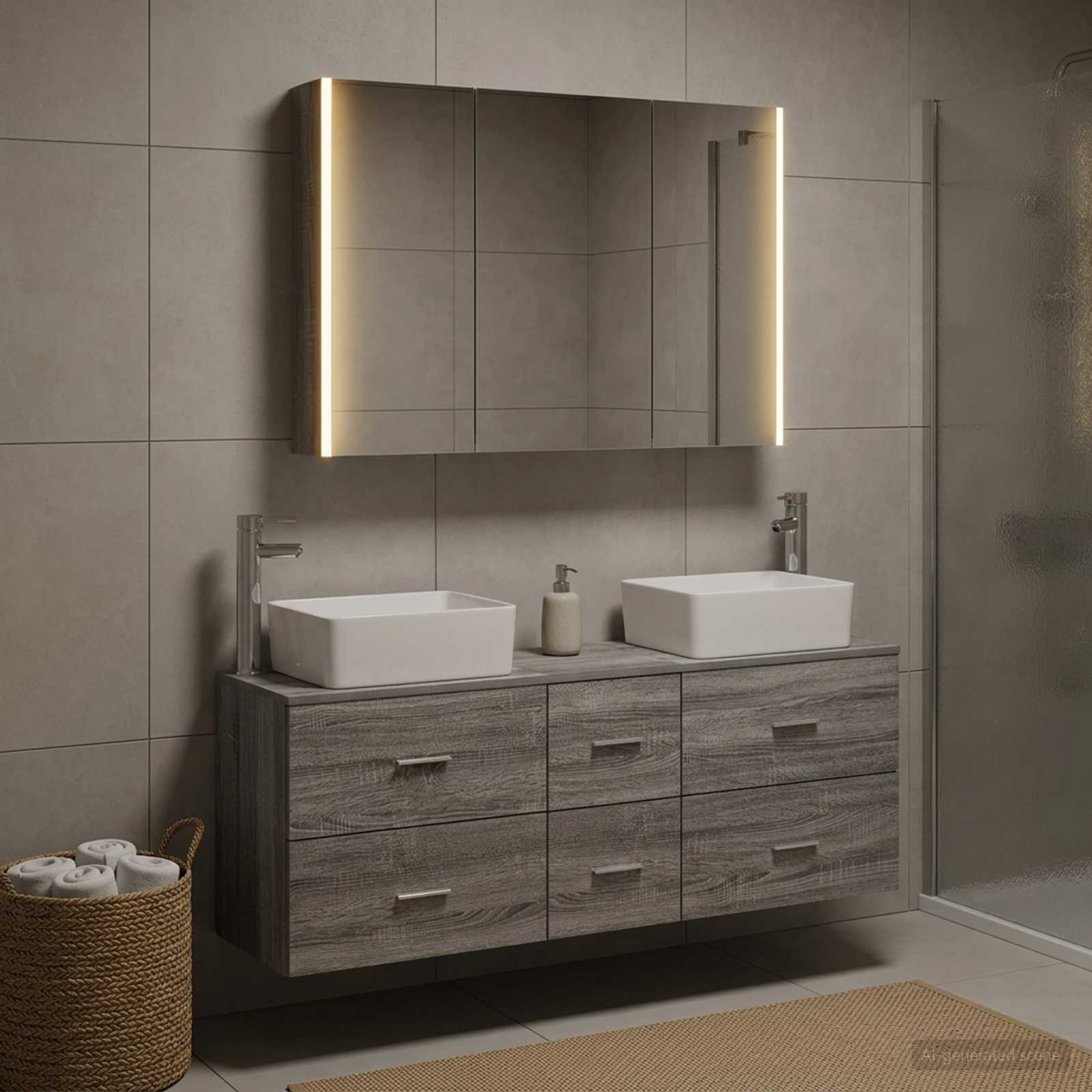  Σετ Επίπλων Μπάνιου 4 pcs Γκρι Sonoma V-3406868