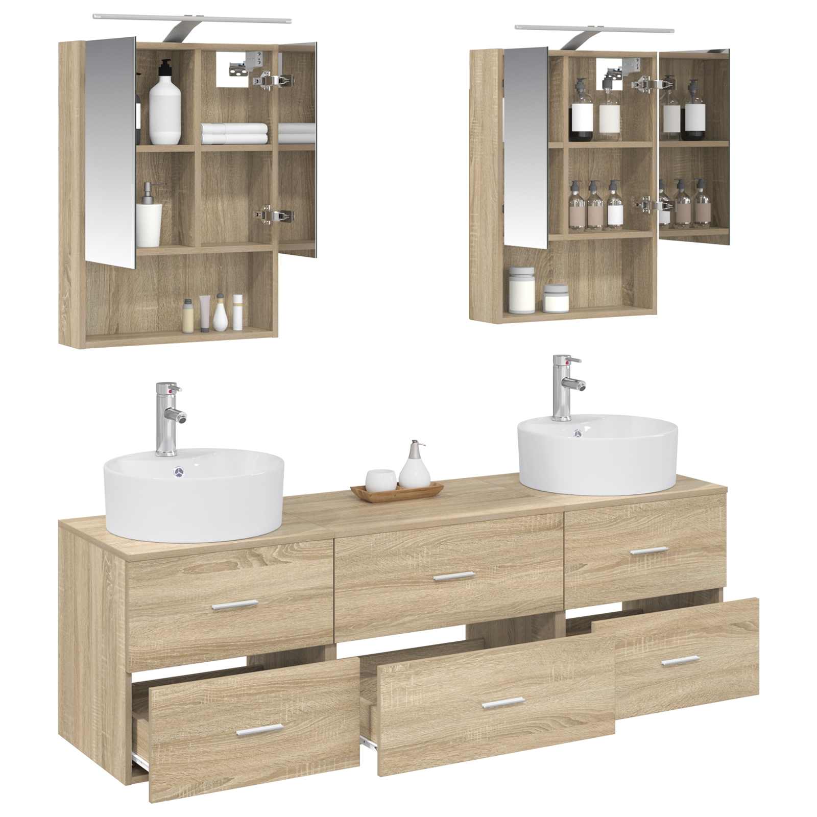 Komplet pohištva za kopalnico 5 pcs Sonoma hrast - slika 3