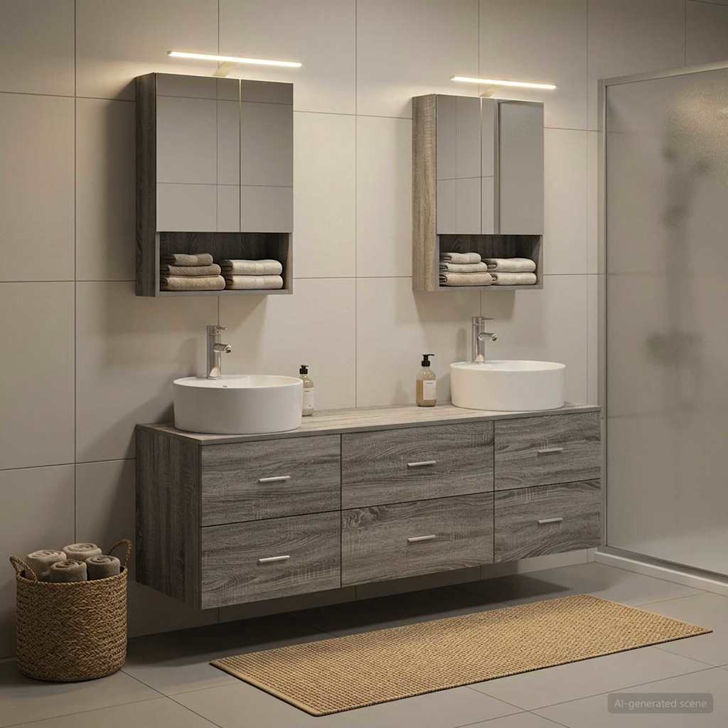 Komplet pohištva za kopalnico 5 pcs Siva Sonoma