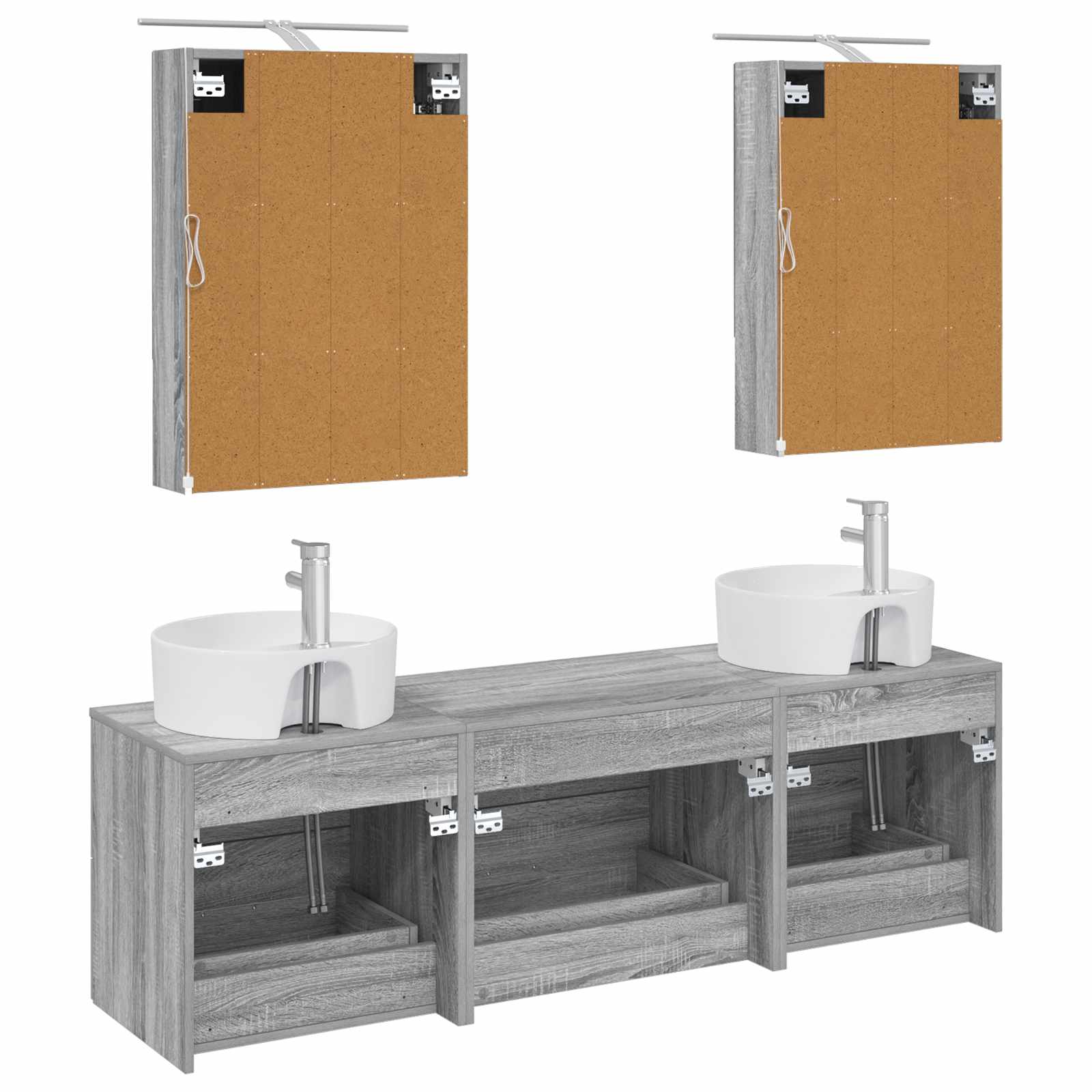 Komplet pohištva za kopalnico 5 pcs Siva Sonoma - slika 8