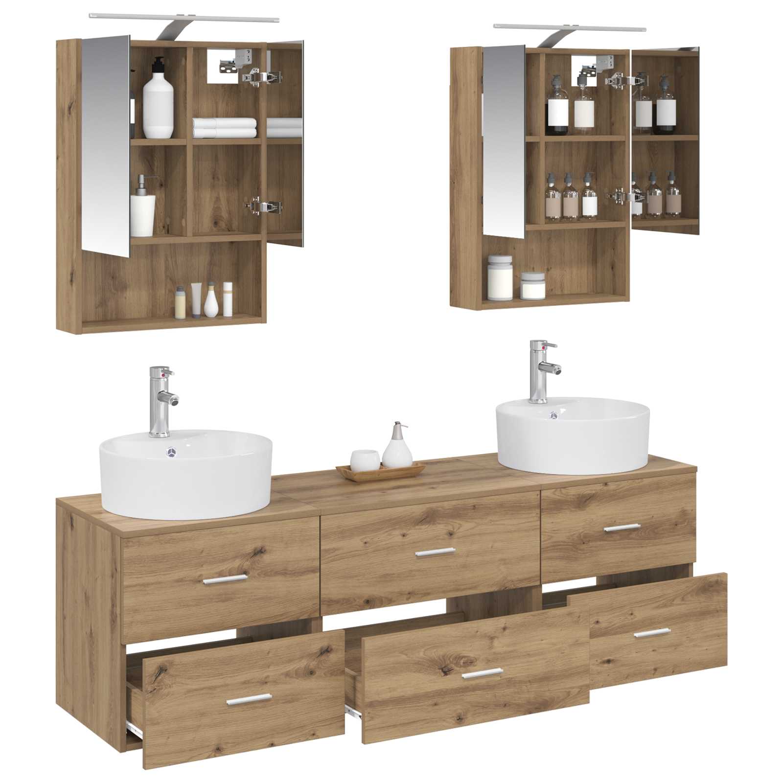 Komplet pohištva za kopalnico 5 pcs Artisan hrast - slika 3