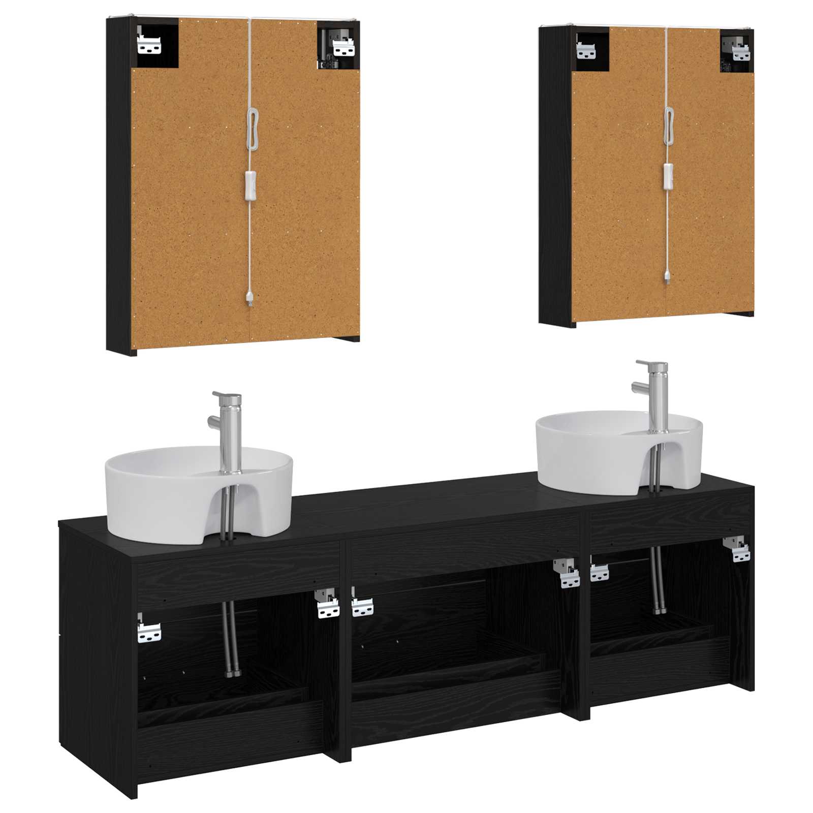 Badrumsmöbelset 5 pcs ek Konstruerat trä och glas