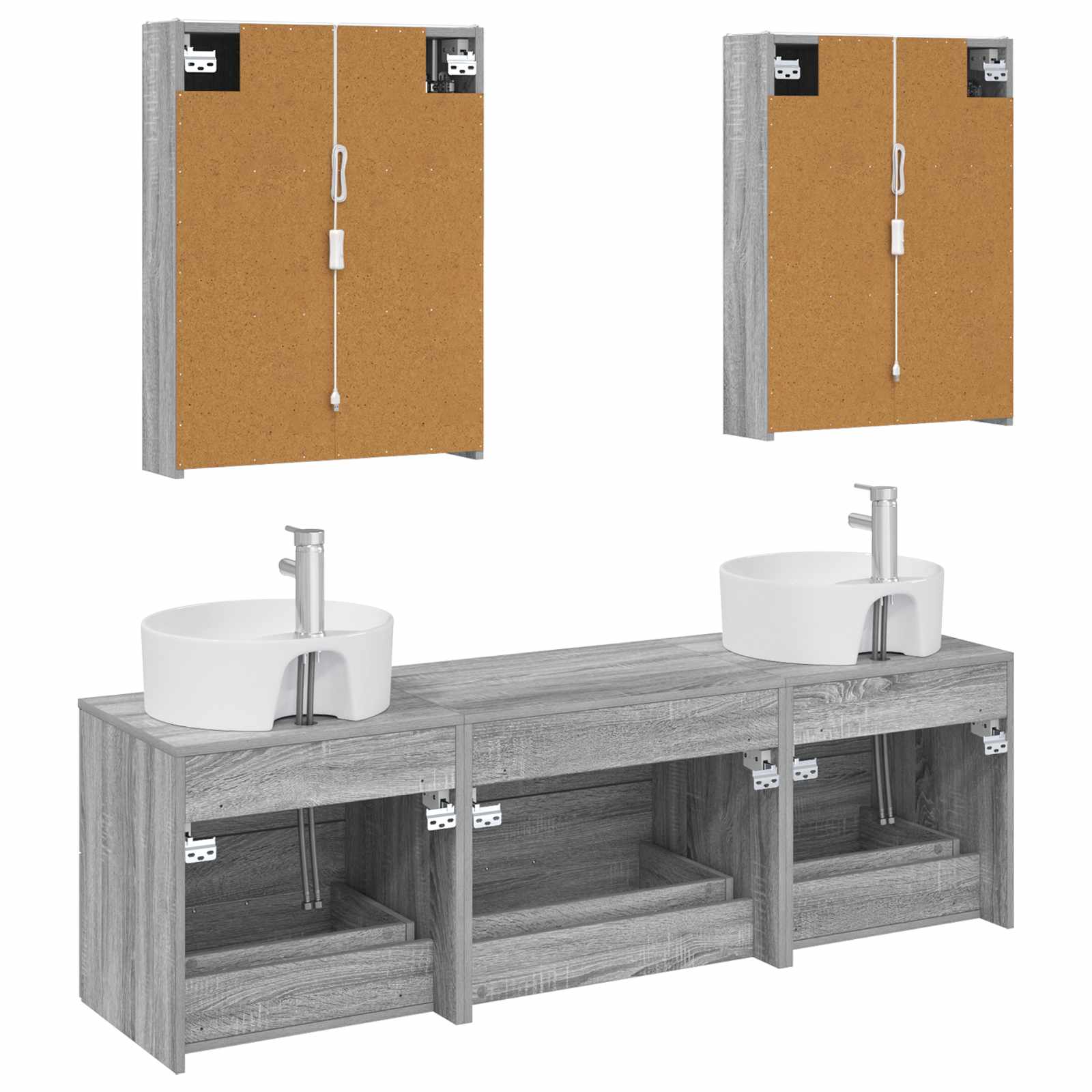 Komplet pohištva za kopalnico 5 pcs Siva Sonoma - slika 7