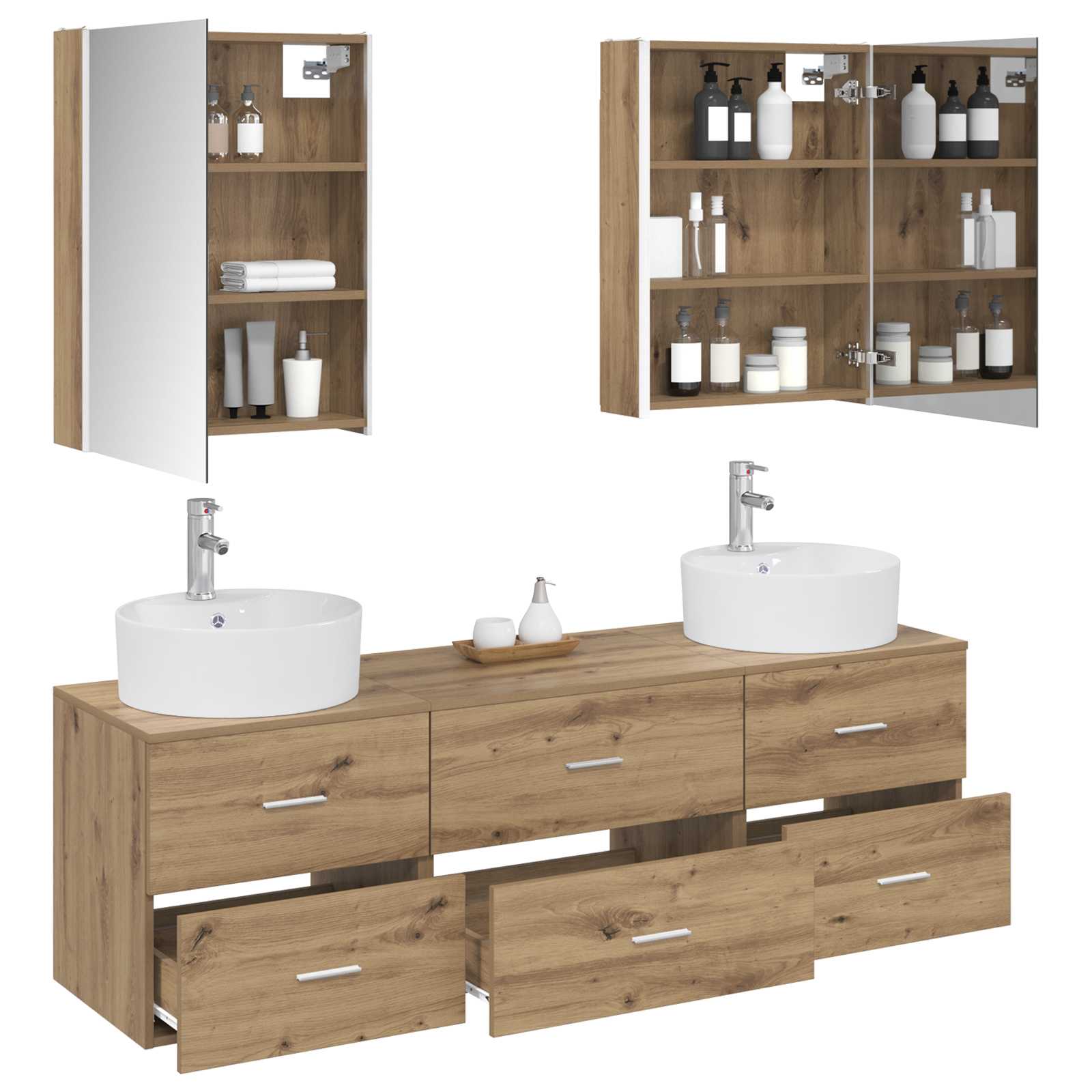 Komplet pohištva za kopalnico 5 pcs Artisan hrast - slika 3