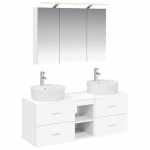 Sada koupelnového nábytku 4 pcs Bílá Kompozitní dřevo a sklo - obrázek 2