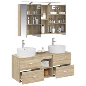 Sada koupelnového nábytku 4 pcs Dub sonoma - obrázek 3