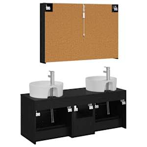 Sada koupelnového nábytku 4 pcs Černý dub - obrázek 8