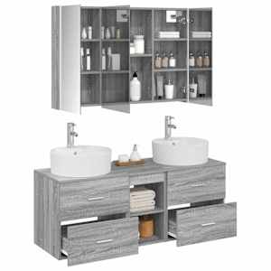 Sada koupelnového nábytku 4 pcs Šedý Sonoma - obrázek 3