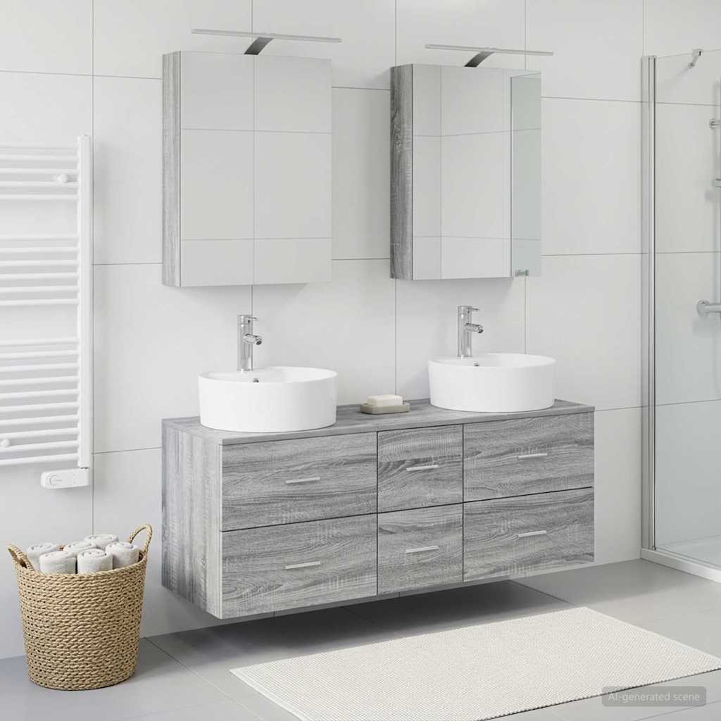 Komplet pohištva za kopalnico 5 pcs Siva Sonoma