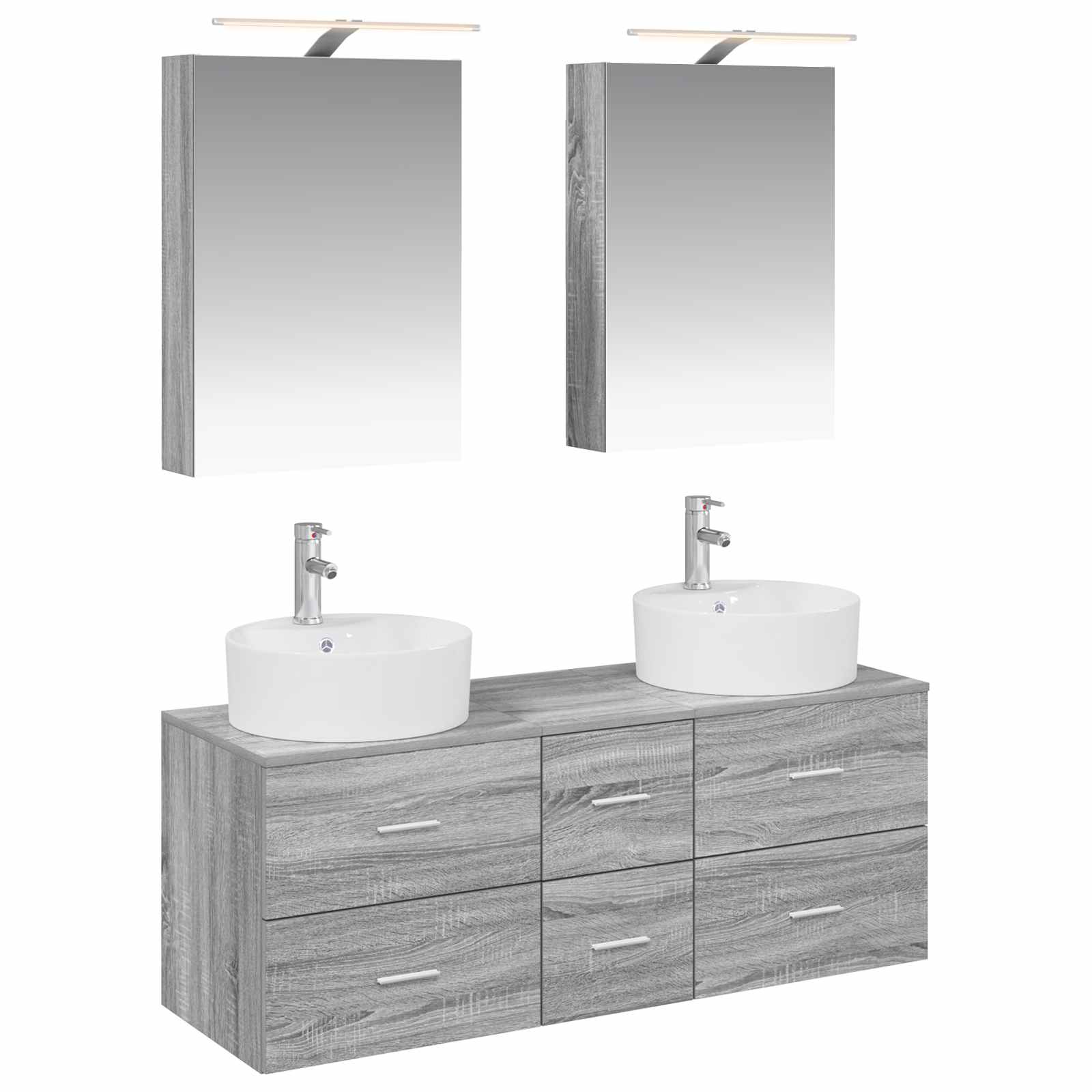 Komplet pohištva za kopalnico 5 pcs Siva Sonoma - slika 2
