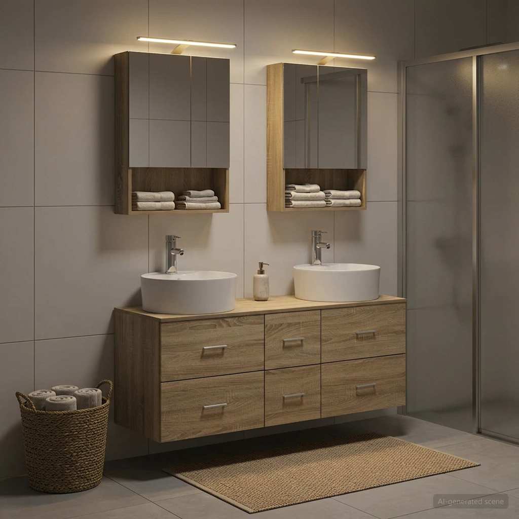 Komplet pohištva za kopalnico 5 pcs Sonoma hrast