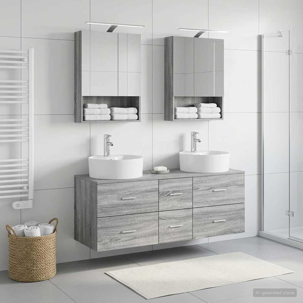 Komplet pohištva za kopalnico 5 pcs Siva Sonoma - slika 4