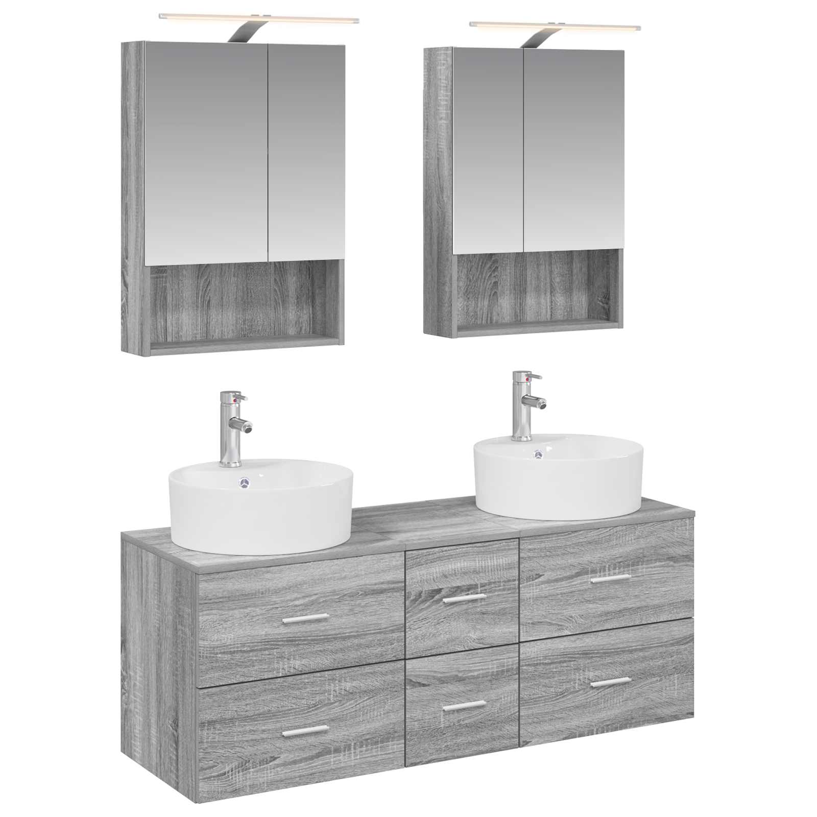 Komplet pohištva za kopalnico 5 pcs Siva Sonoma - slika 2