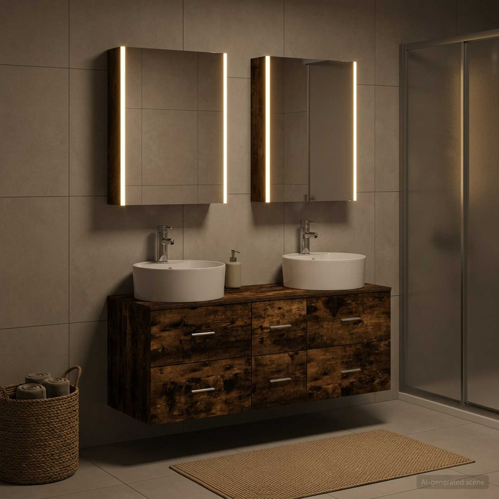 vidaXL Badezimmermöbel-Set 5 pcs Geräucherte Eiche – Bild 4