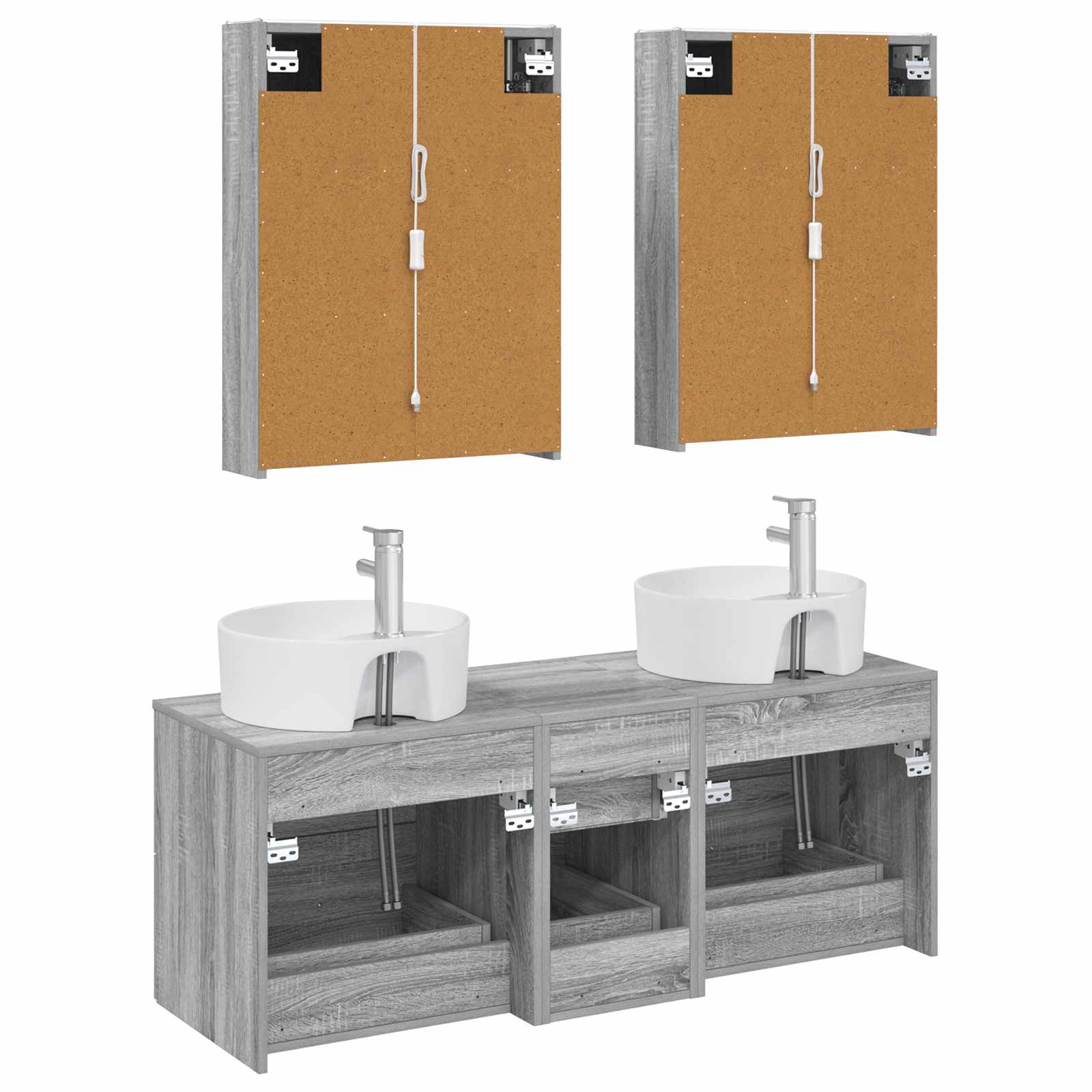 Komplet pohištva za kopalnico 5 pcs Siva Sonoma - slika 7