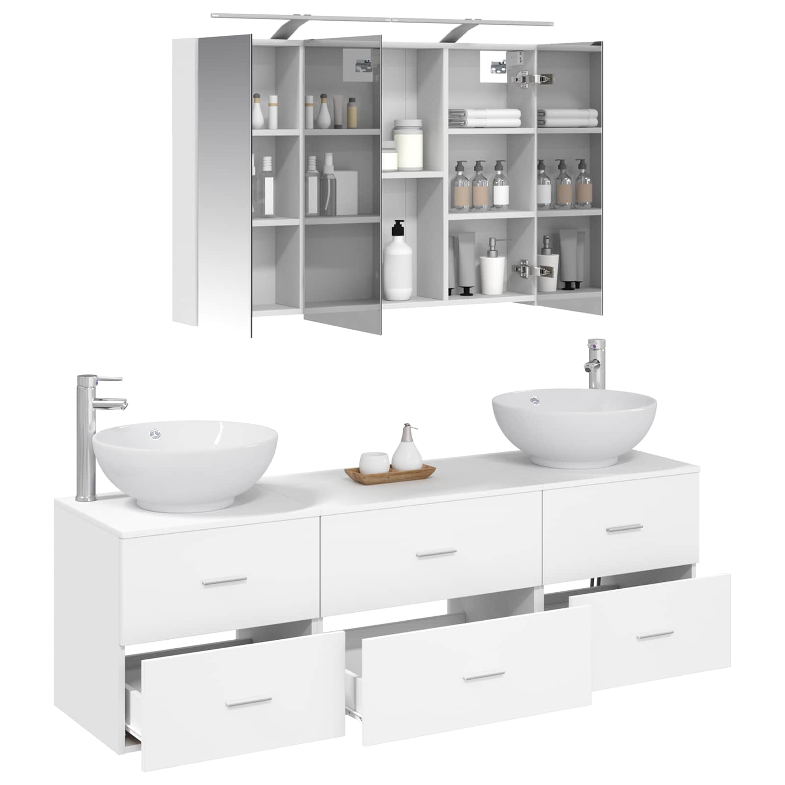Komplet pohištva za kopalnico 4 pcs Bela - slika 3
