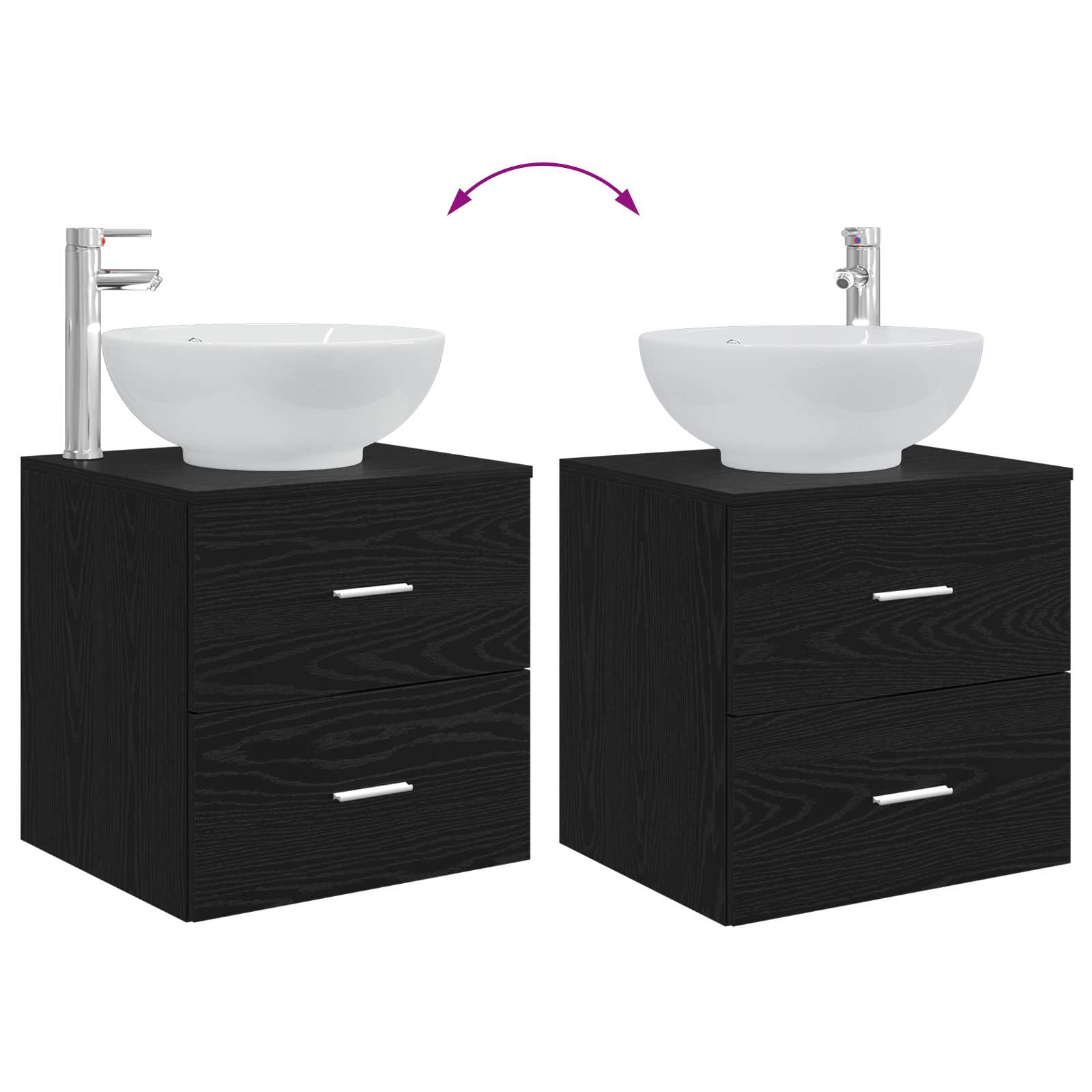 Komplet pohištva za kopalnico 4 pcs Črni hrast - slika 13