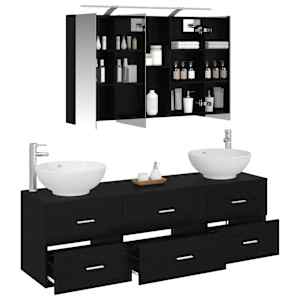 Sada koupelnového nábytku 4 pcs Černý dub - obrázek 3