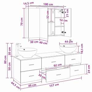 Sada koupelnového nábytku 4 pcs Černý dub - obrázek 15