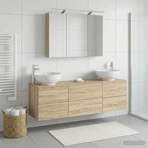 Sada koupelnového nábytku 4 pcs Dub sonoma - obrázek 4