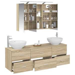 Sada koupelnového nábytku 4 pcs Dub sonoma - obrázek 3