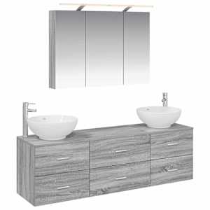 Sada koupelnového nábytku 4 pcs Šedý Sonoma - obrázek 2