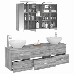 Sada koupelnového nábytku 4 pcs Šedý Sonoma - obrázek 3