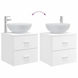 Sada koupelnového nábytku 4 pcs Bílá Kompozitní dřevo a sklo - obrázek 13