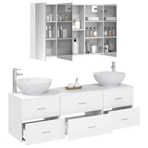Sada koupelnového nábytku 4 pcs Bílá Kompozitní dřevo a sklo - obrázek 3