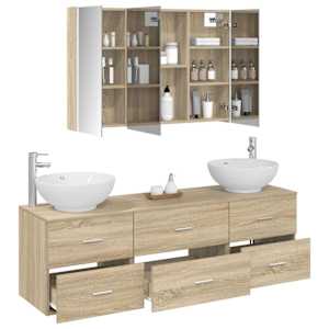 Sada koupelnového nábytku 4 pcs Dub sonoma - obrázek 3