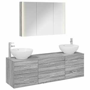 Sada koupelnového nábytku 4 pcs Šedý Sonoma - obrázek 2
