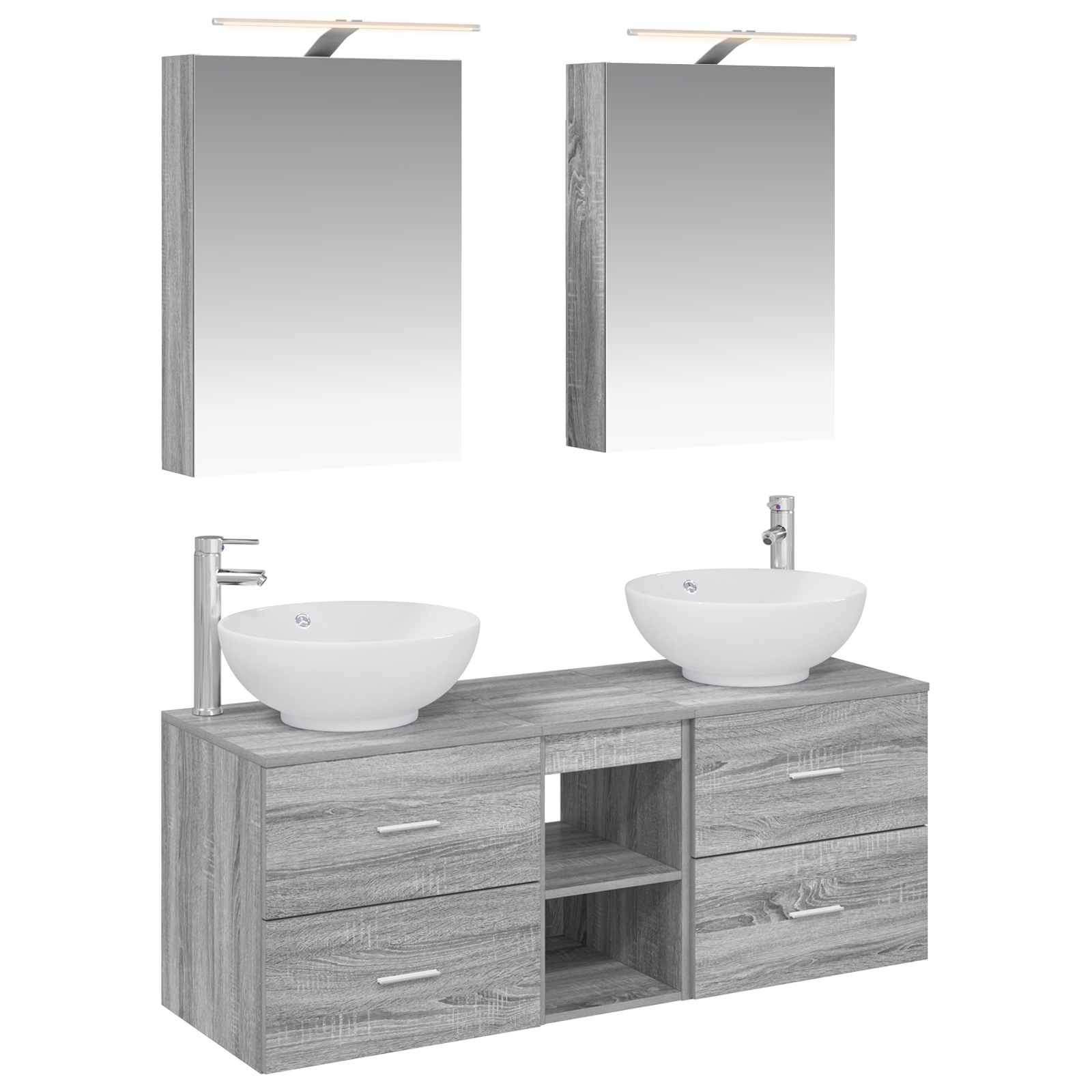 Komplet pohištva za kopalnico 5 pcs Siva Sonoma - slika 2