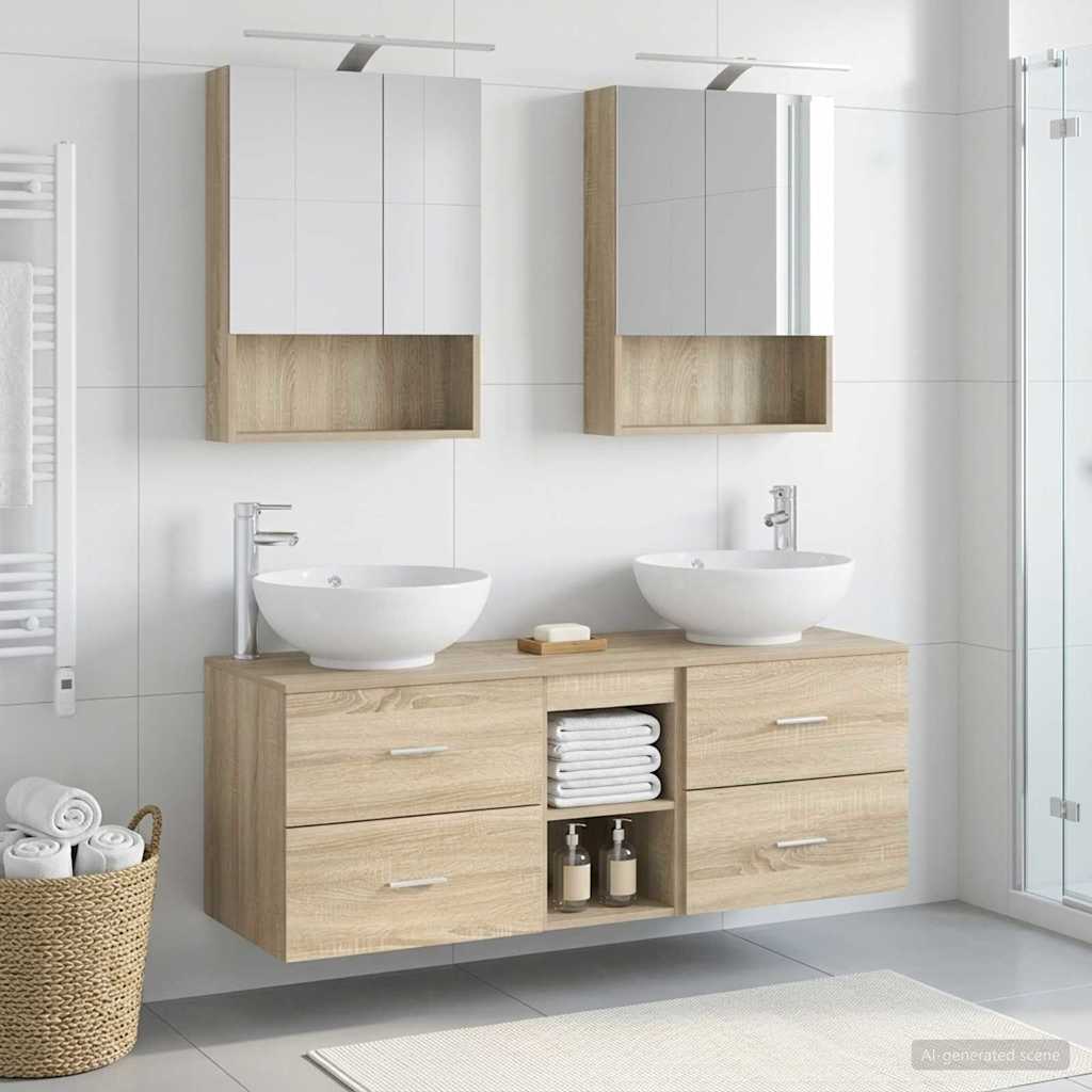 Komplet pohištva za kopalnico 5 pcs Sonoma hrast