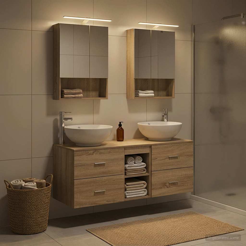 Komplet pohištva za kopalnico 5 pcs Sonoma hrast - slika 4