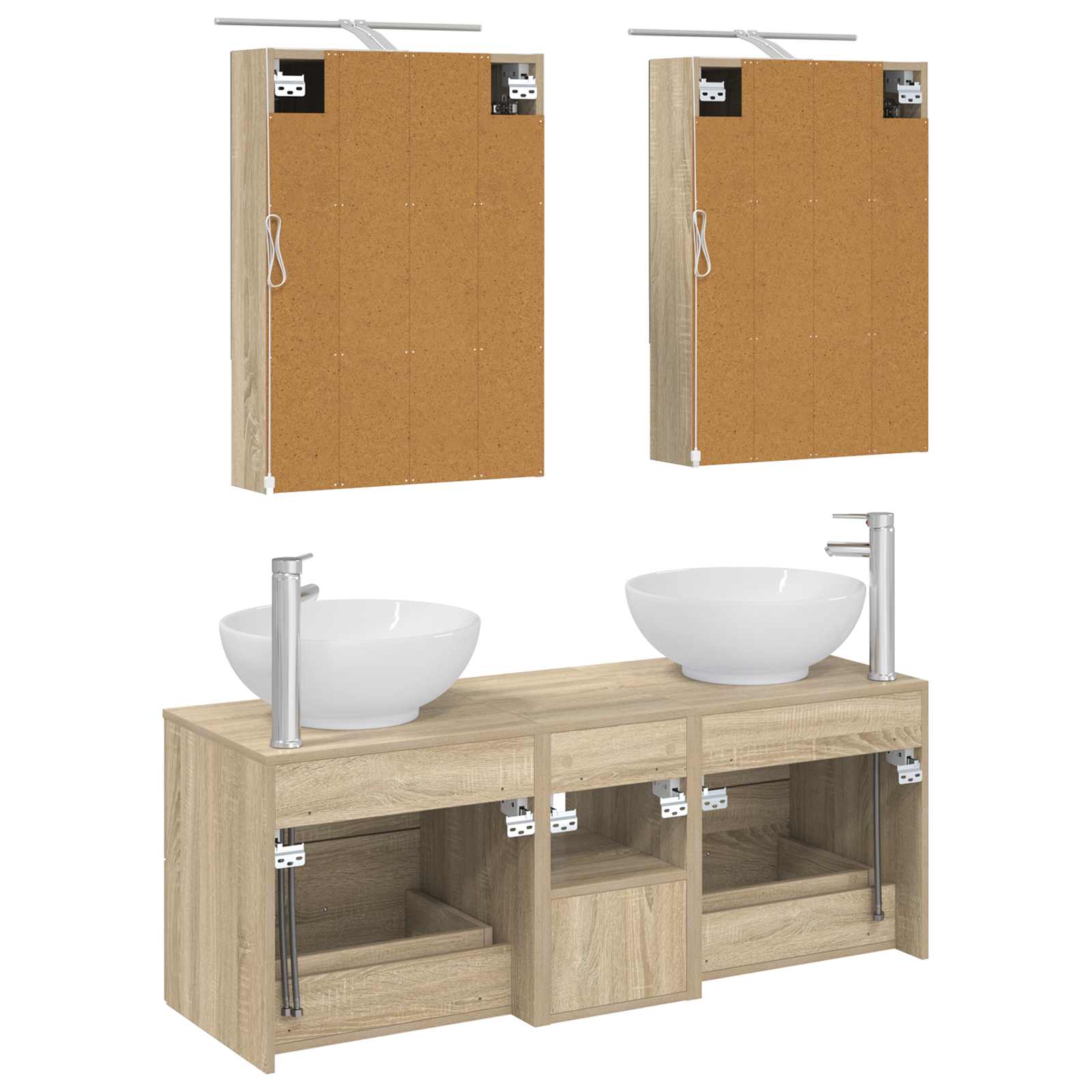 Komplet pohištva za kopalnico 5 pcs Sonoma hrast - slika 8