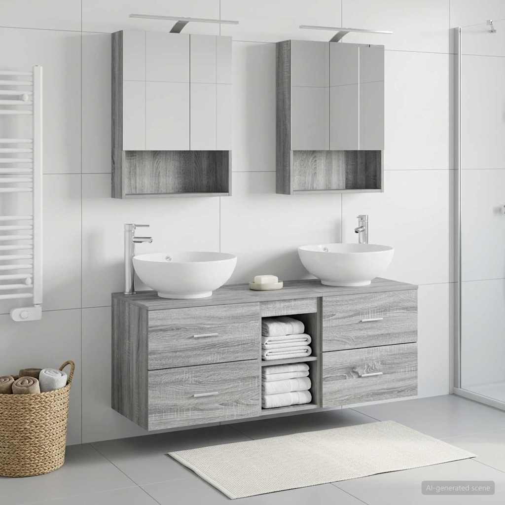 Komplet pohištva za kopalnico 5 pcs Siva Sonoma