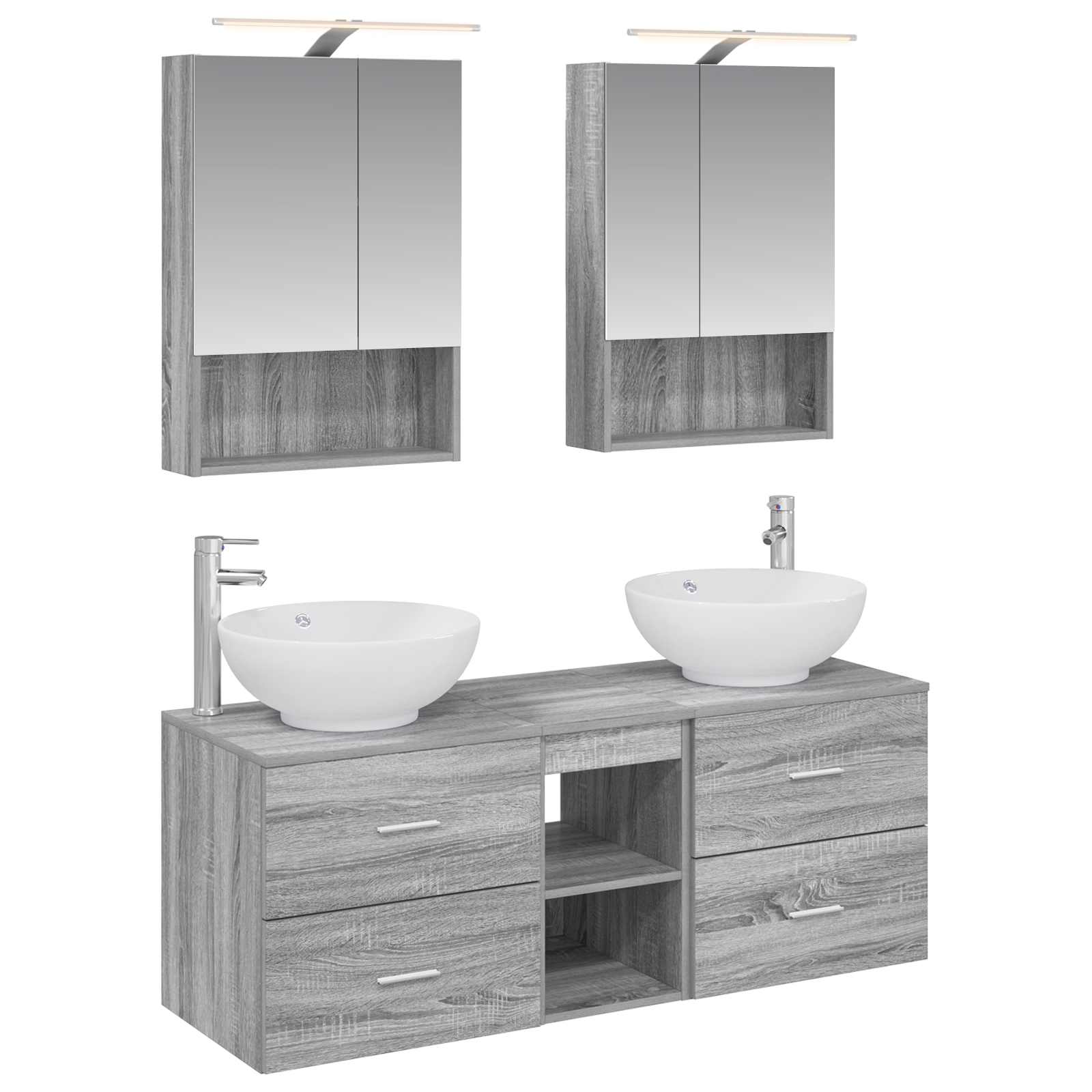Komplet pohištva za kopalnico 5 pcs Siva Sonoma - slika 2