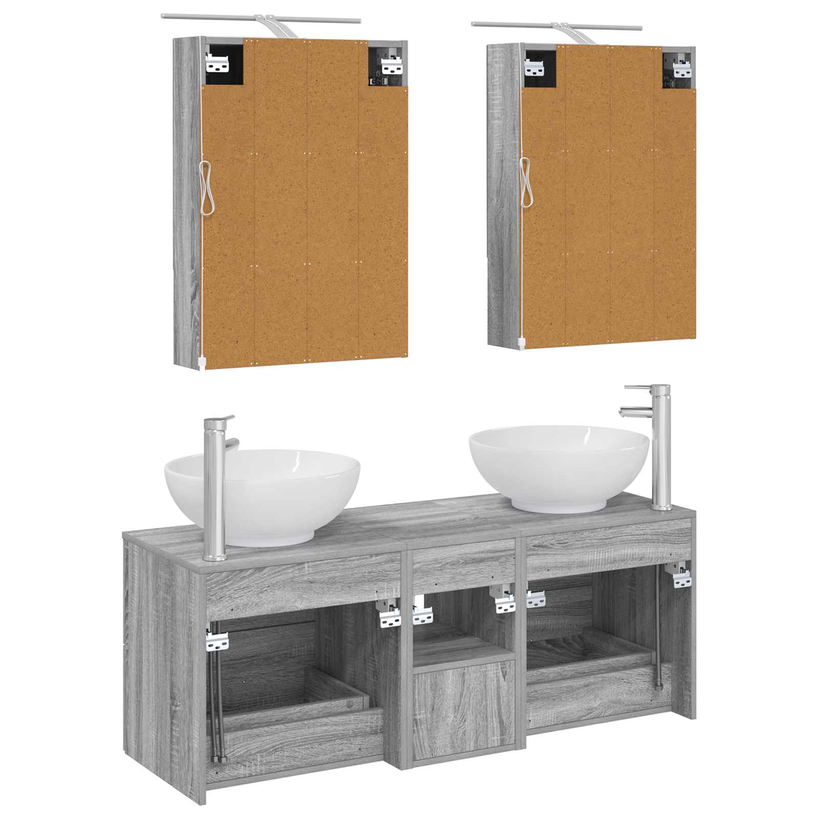 Komplet pohištva za kopalnico 5 pcs Siva Sonoma - slika 8