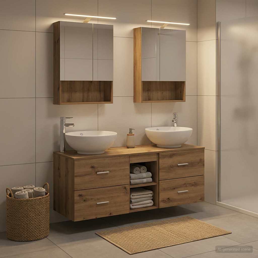 Komplet pohištva za kopalnico 5 pcs Artisan hrast - slika 4