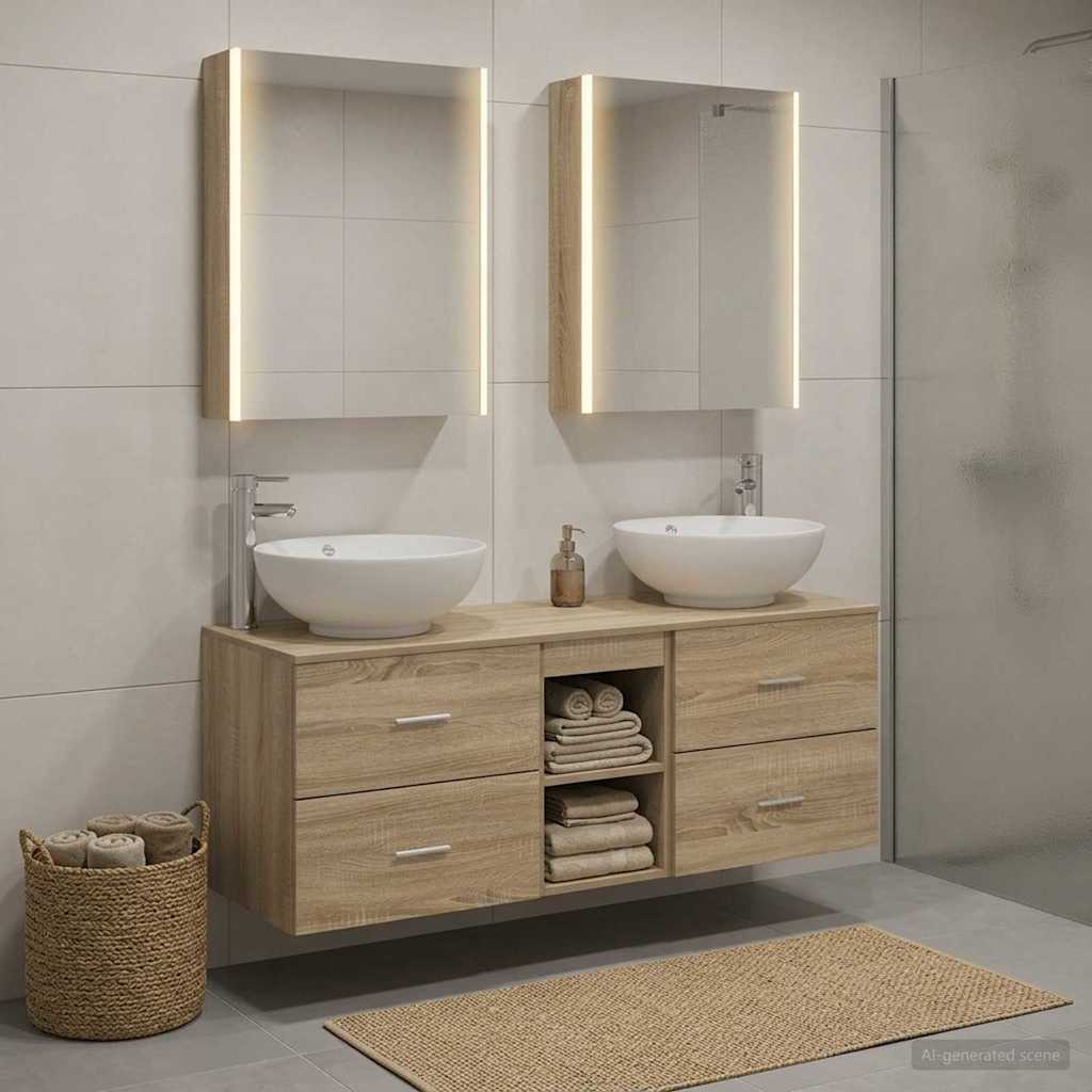 Komplet pohištva za kopalnico 5 pcs Sonoma hrast - slika 4