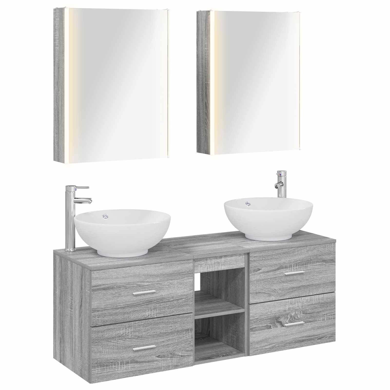 Komplet pohištva za kopalnico 5 pcs Siva Sonoma - slika 2