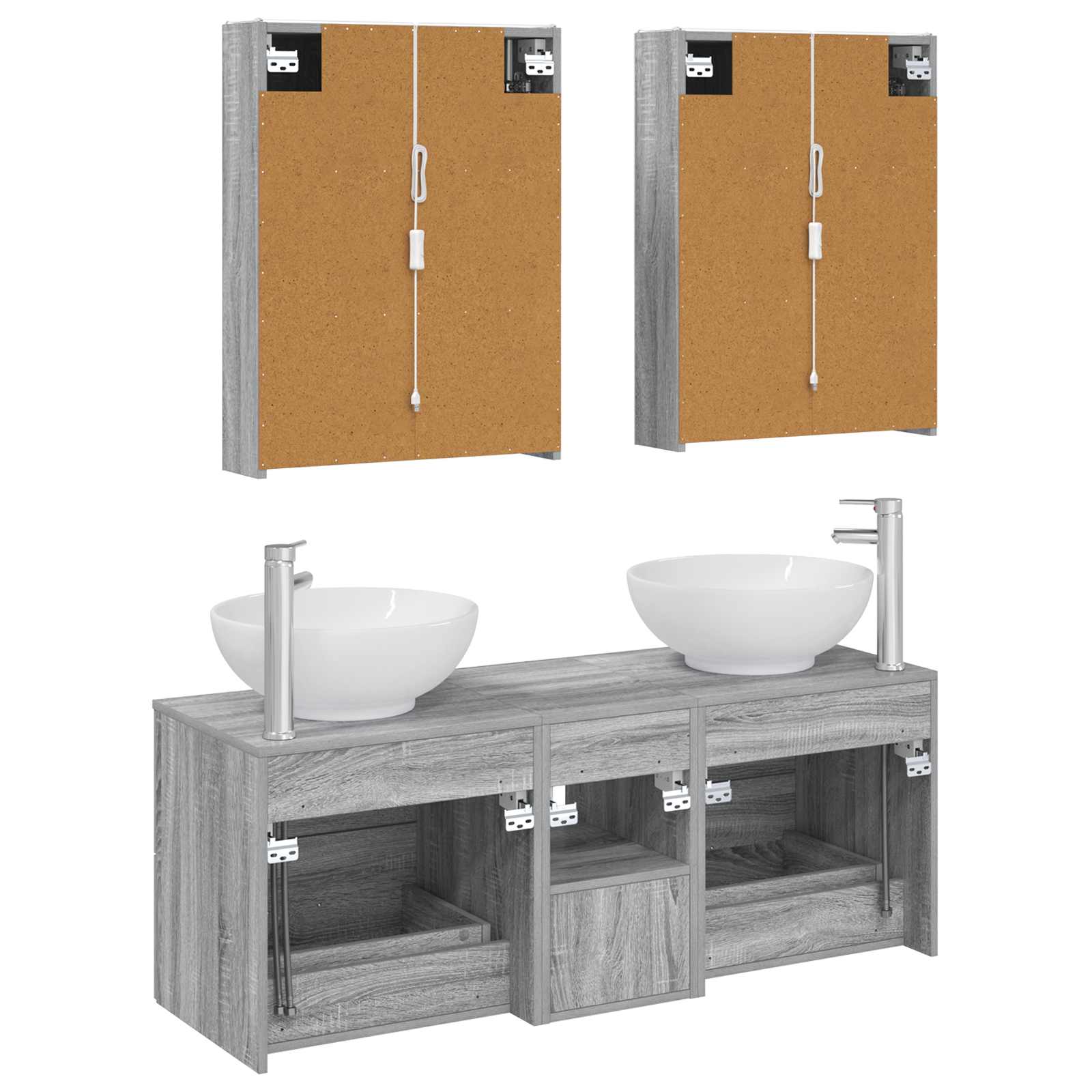 Komplet pohištva za kopalnico 5 pcs Siva Sonoma - slika 8