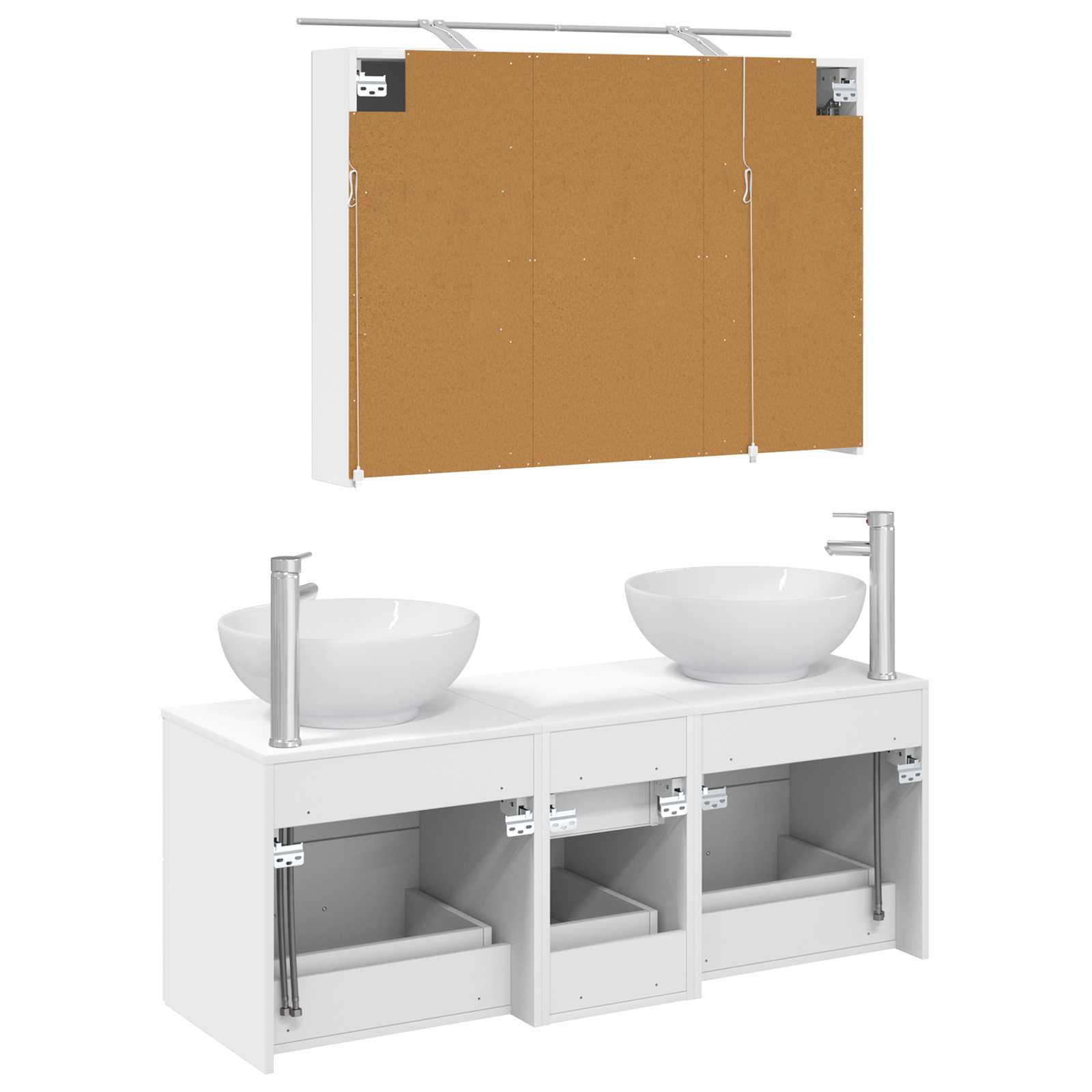 Komplet pohištva za kopalnico 4 pcs Bela - slika 8