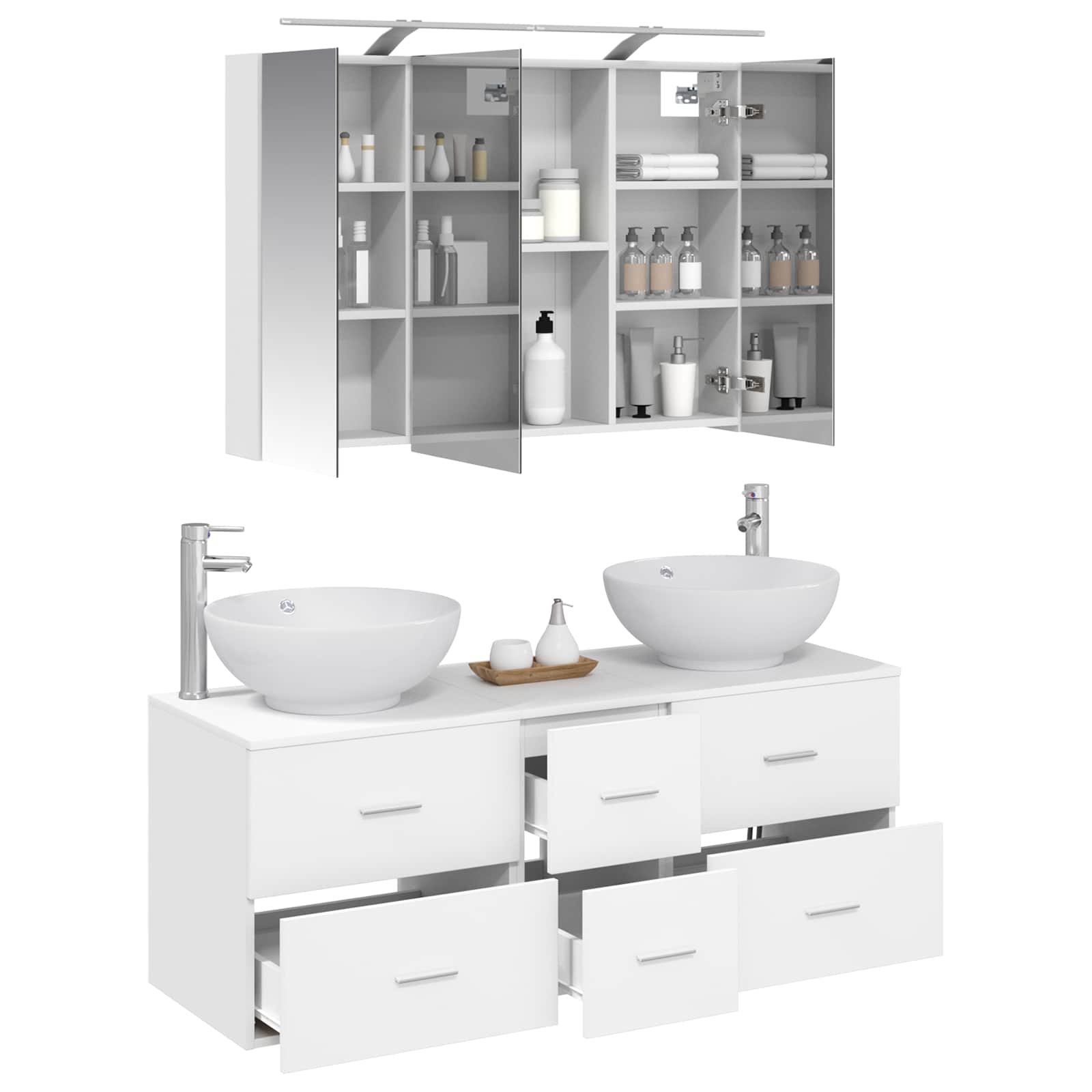Komplet pohištva za kopalnico 4 pcs Bela - slika 3