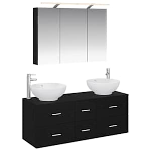 Sada koupelnového nábytku 4 pcs Černý dub - obrázek 2