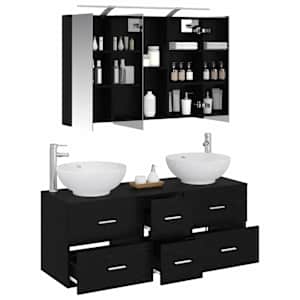 Sada koupelnového nábytku 4 pcs Černý dub - obrázek 3