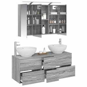 Sada koupelnového nábytku 4 pcs Šedý Sonoma - obrázek 3