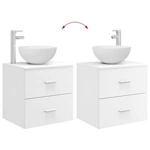 Sada koupelnového nábytku 4 pcs Bílá Kompozitní dřevo a sklo - obrázek 13