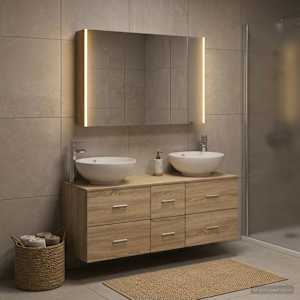 Sada koupelnového nábytku 4 pcs Dub sonoma - obrázek 1