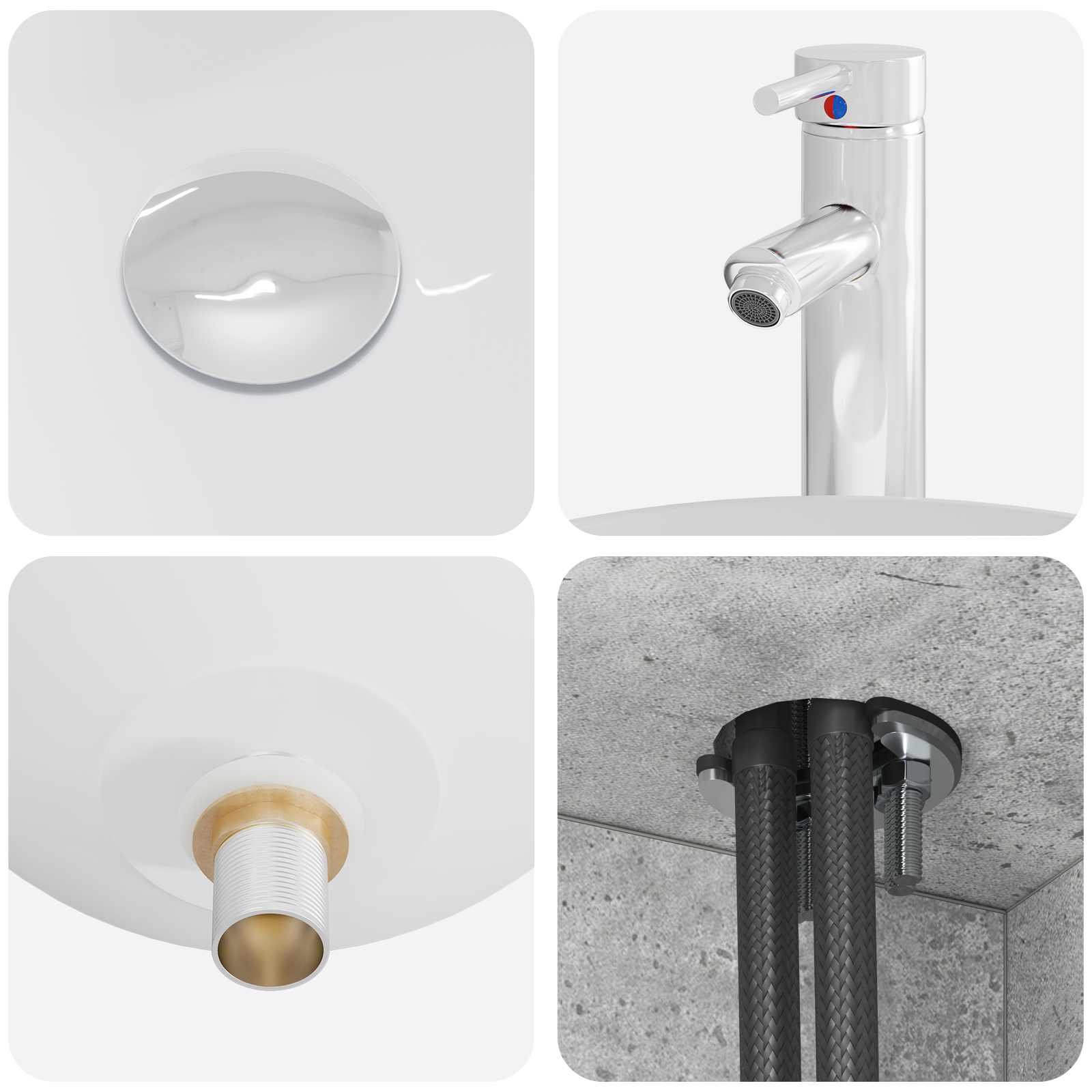 Badrumsmöbelset 4 pcs Betonggrå Konstruerat trä och glas